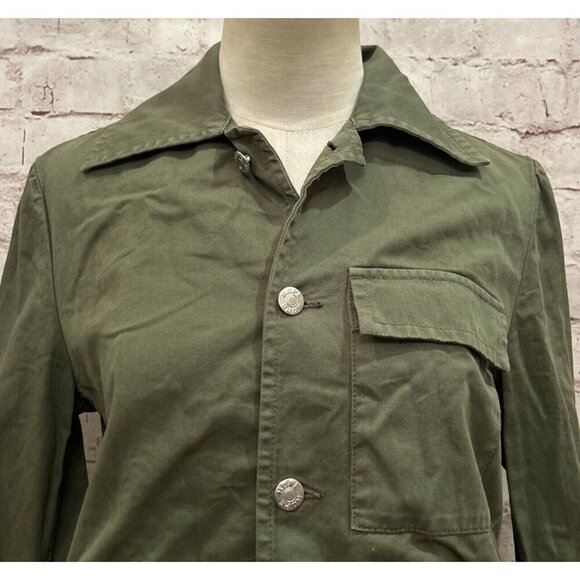 HOPE Banda Jacket Utility Field Button Front Cotton Twill Green Womens XS - Picture 2 of 6